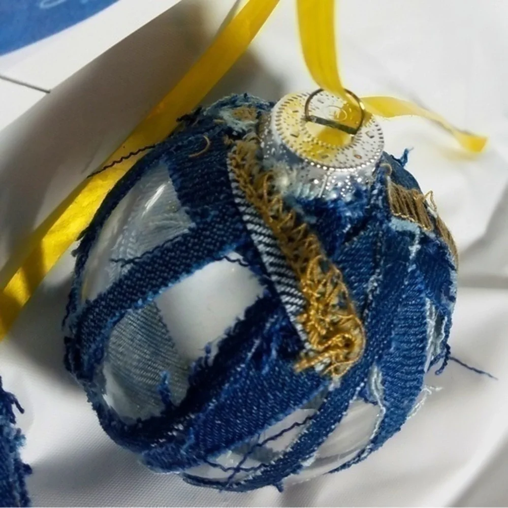 Tasty Raw Edge Denim “See Thru Potential” Windowed Ornament
